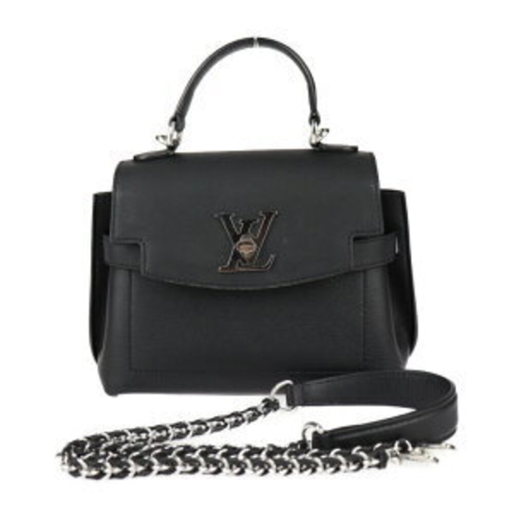 Louis Vuitton Lockme Ever Handbag black calfskin silver Shoulder Bag chain